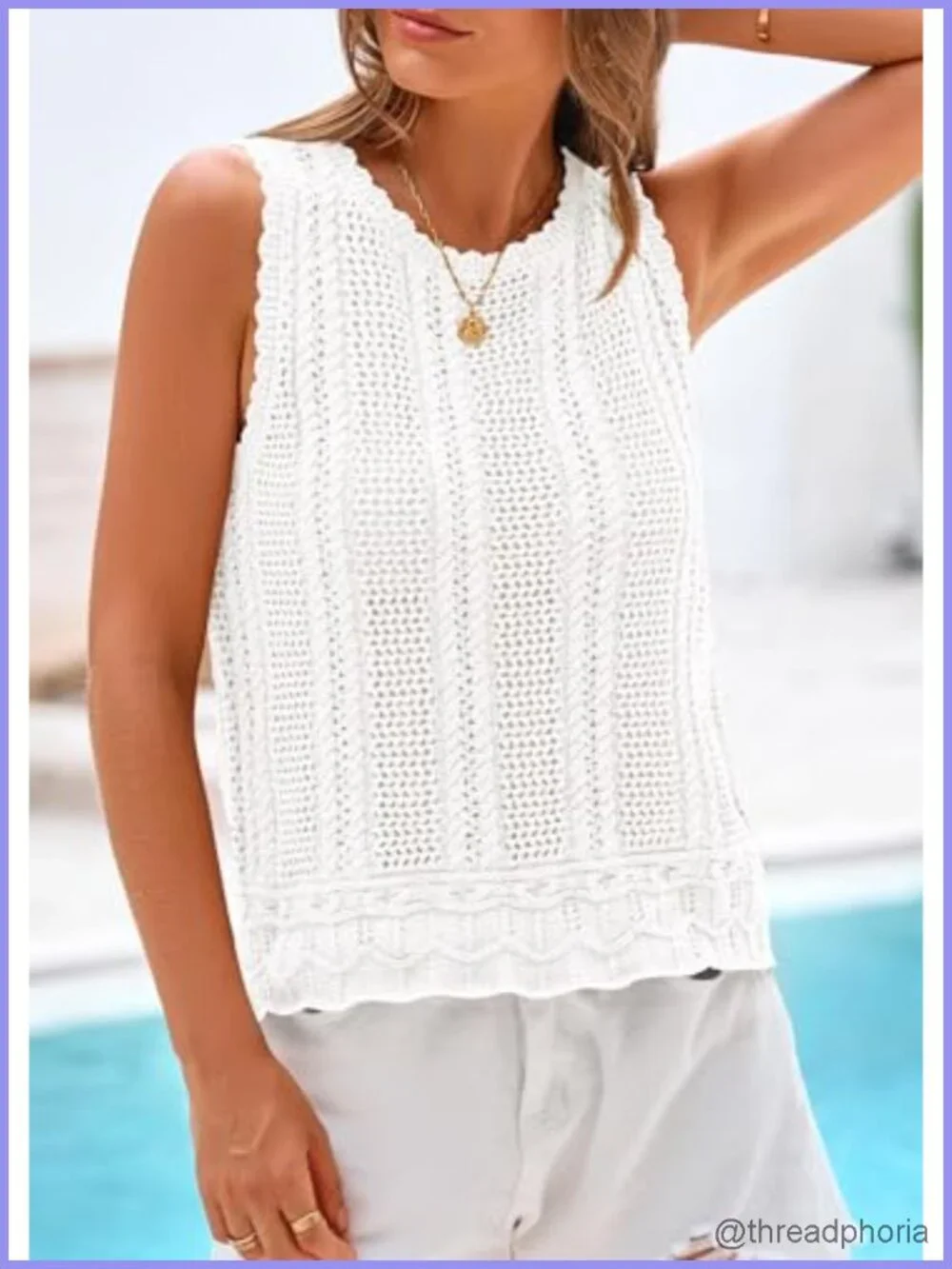 Crochet Tank Top Cover Up for Women Beach Vacation Sweater Vest